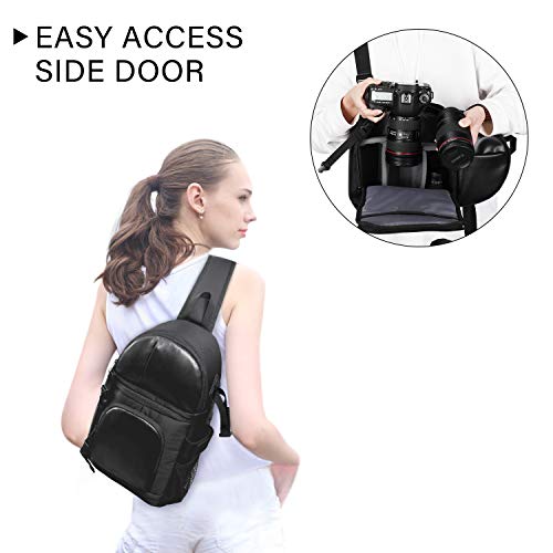 S-ZONE Kameratasche DSLR Sling Bag Stoßfest Brustrucksack Kamera Schultertasche mit Stativhalter für Fotografen – Bild 3