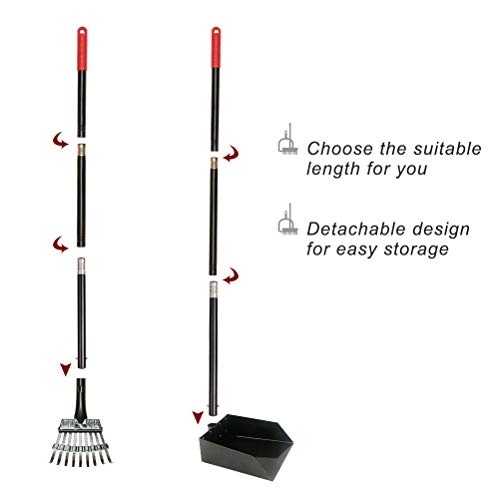 PUPTECK Pet Poop Tray and Rake Long Handle Pooper Scooper Clean