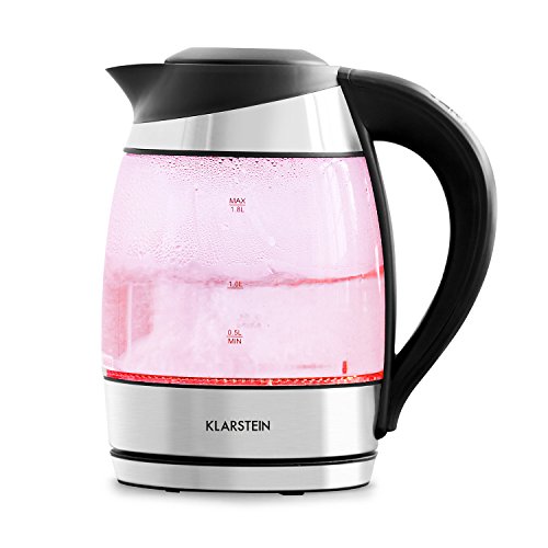 Click Here to See More Images KLARSTEIN • Darjeeling 2G • Electric Water Kettle • Up to 1500 W • 60.9 fl.oz. • LED Lighting • Glass • Wireless • Cool-Touch Handle • Base Station with Cord Wrap • Automatic Shutoff • Silver-Black