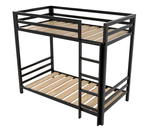 CASA FERRO Litera Individual de Acero Reforzado para Niños y Adultos - Soporta 400 kg - Estructura Industrial Doble Nivel 100 × 203 x 170 cm - Fabricada en México (Acero Negro)