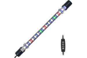 VARMHUS Submersible LED Aquarium Light,Fish Tank Light with Timer Auto On/Off Dimming Function,3 Light Modes Dimmable&4-Color LED,10 Brightness Levels Optional&3 Levels of timed Loop 18LEDS-11.5''