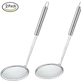 YOOKOON Set Of 2 Fat Skimmer Spoon Stainless Steel Grease Filter Net Colander Foam Scoop Filter Oil Spoon Skimming Net Leakage 9.4