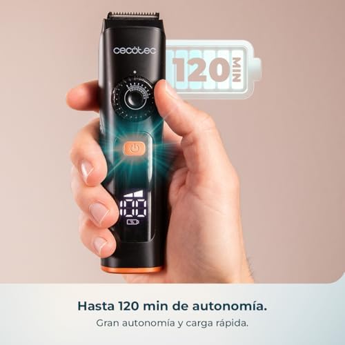 Recortadora de Barba PrecisionCare Barber Elite. Barbero con Cuchillas de Acero Inoxidable, Autonomía 120mins, Corte Preciso, 2 Peines 1-8mm y 9-16mm, Pantalla, IPX6, Carga Rápida