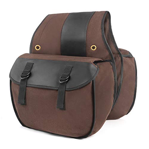 Nomad USA Quick-Easy Universal Fit Throw Over Motorcycle Canvas Biker Cargo Saddlebags (Khaki)
