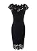 VfEmage Womens Elegant Crochet Flower Lace Party Bodycon Sheath Dress 7431 BLK M