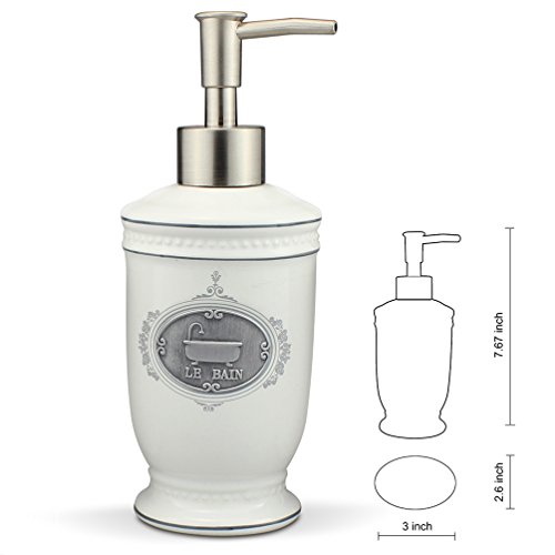 Seafulee Vintage Ceramic Bathroom Accessory Set, 4 Pieces Bath Ensemble, Bathroom Accessories Set Collection With Soap Dispenser Pump,Toothbrush Holder, Tumbler, Soap Dish