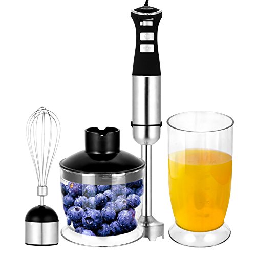 Click Here to See More Images Domtie 4-in-1 Electric Hand Blender 5 Speed Smoothie Multifunctional Mixer with Chopper for Food Stirring Chopping Whisk