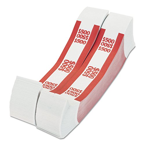 Coin-Tainer 400500 Currency Straps, Red, 500 in $5 Bills, 1000 Bands/Pack