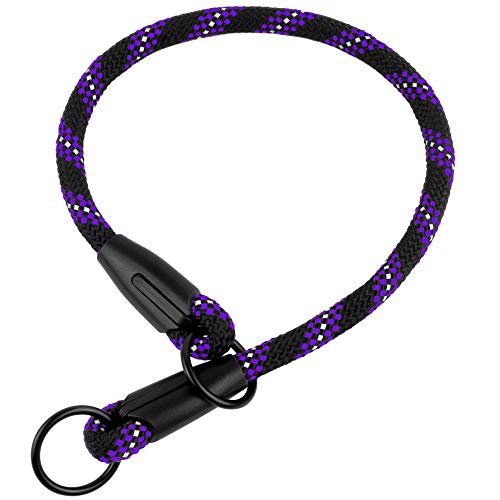 BRONZEDOG Rope Dog Collar Slip Choke Reflective Pet Collars for Small Medium Large Dogs Purple Orang - //medicalbooks.filipinodoctors.org