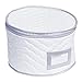 Richards Homewares Set of 4 Micro Fiber Quilted Deluxe Plate Case Dinnerware Storage Organizer for Saucers, Dinner Plates, Dessert Plates & Salad Plates - Include Content Label Inserts, White & Silver