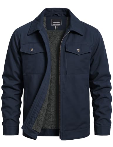 TACVASEN Men's Winter Work Jacket Sherpa Lined Duck Canvas Waterproof Coat at Amazon