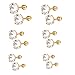Pusheng 6 Pairs 18G Stainless Steel Stud Earrings for Men Women Tragus Cartilage Helix Barbell Earrings CZ 3-8mm Gold