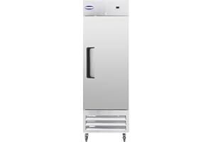 CHUMART 27" Commercial Freezer with Single Solid Door, 23 Cu.ft Fan Cooling Stainless Steel Upright Freezer, LED Lighting, 3 Shelves for Restaurant, Commercial Kitchen, Bar, Shop, etc