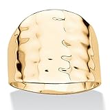 14k Yellow Gold-Plated Hammered-Style Cigar Band Ring