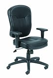 Boss Leather Adjustable Task Chair With Adjustable Arms, Black