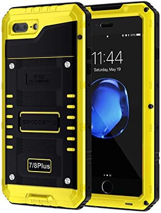 Seacosmo iPhone 7 Plus Waterproof Case, Full Body Protective Shell with Built-in Screen Protector Military Grade Rugged Heavy Duty Case Cover for iPhone 8 Plus/iPhone 7 Plus, Yellow
