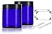 JUVITUS 4 oz Cobalt Blue Glass Straight Sided Empty Jar Containers with Black Smooth Lid (2 pack)
