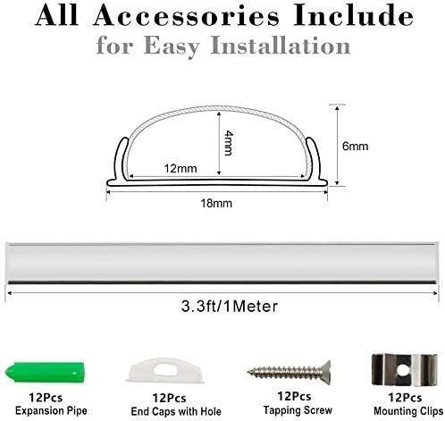inShareplus 3.3ft/1M, 6 Pack Bendable LED Aluminum Channel System, U Shape, Silver Color, with Milk White Cover - Image 4