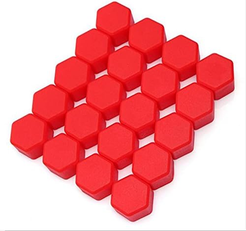 20Pcs Car Styling Universal Silicone Hexagonsal Car Wheel Lug Nut Cover Hexagonal Socket Car Wheel Hub Tyre Screw Protective Caps Cover 19mm (Red)