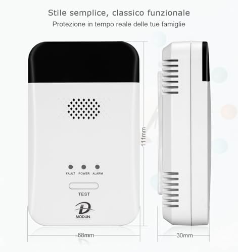 D MODUN - Gas Detector, Natural Gas | LPG | Carbon Gas Leak Detector, Gas Detector with Plug-in with Audible Alarm and LED Display, Gas Fuel Gas Alarm Sensor Methane Propane Butane