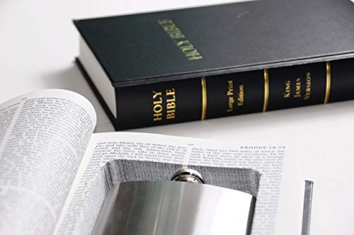 Angel or Devil Halloween Costume Accessory - Black Holy Bible Book Safe w/ 8oz Hidden Steel Flask - Nun Jesus Pope Priest Moses Supernatural - Thumbnail 5