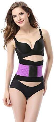 Waist Trainer Belt with Dual Straps, Lightweight Body Shaper, Adjustable Support Shapewear (Medium, Purple)