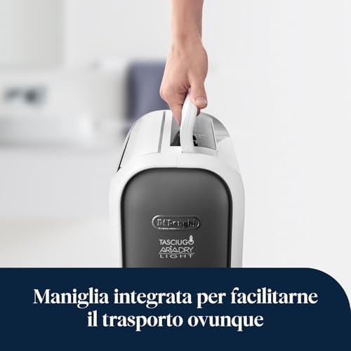 Tasciugo AriaDry Light - Deumidificatore Casa Portatile, Tecnologia Zeolite e Ionizzatore, 6L/Giorno, Asciugabiancheria, Antimuffa, Silenzioso, Funzione Swing, Timer, Grigio (DNS65)