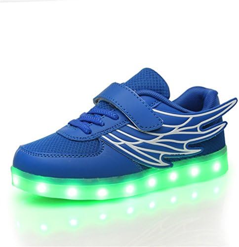 TaiYa Kids' Breathable Mesh Upper Wings Led Light Up Shoes Running Sneakers