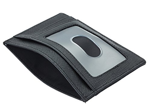 SimpacX Slim Wallet RFID Front Pocket Wallet Minimalist Secure Thin Credit Card Holder (crosshatch black)