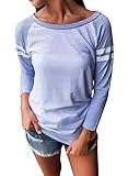 Dearlovers Women Long Sleeve Casual Baseball Top Blouses Large Size Blue