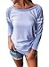 Dearlovers Women Long Sleeve Casual Baseball Top Blouses Large Size Blue