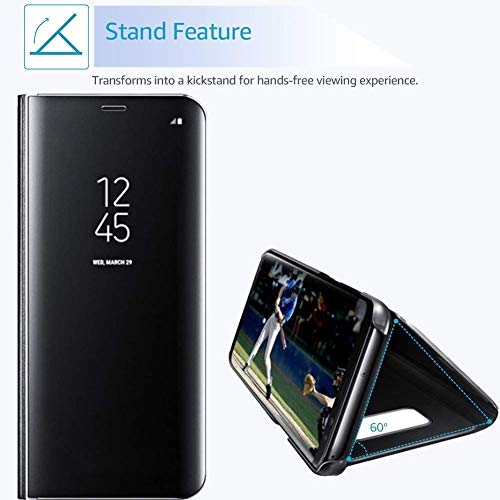 BuyFeb Leather Flip Cover for Xiaomi Redmi Note 7 / Redmi Note7 Pro/Redmi Note 7S (Mirror Black)