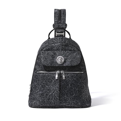 Baggallini Damen Rucksack Naples Convertible Backpack, Midnight Blossom, One Size