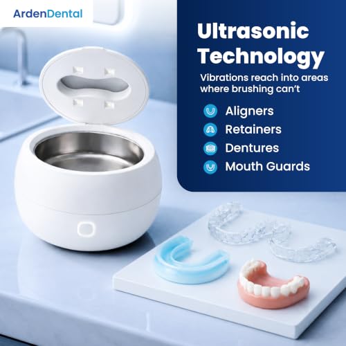 Ultrasonic Retainer Cleaner with UV-C Light for Aligners, Retainers, Dentures & Mouthguards – Daily Deep Cleaning Dental Appliance Machine Portable, Easy to Use at Home & Travel