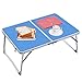 Foldable Laptop Table Lapdesk, RAINBEAN Breakfast Bed Tray, Portable Mini Picnic Desk, Notebook Stand Read Book Holder for Couch Floor, Folding in Half w’ Inner Storage Space, Aluminum Alloy Leg-Bluethumb 3