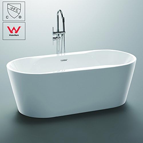 KIVA RHYME 67" Freestanding Bathtub, 100% Pure Acrylic Soaking Bath Tub for Bathroom, cUPC Certified, High Glossy White, Model ALLURE-LINE