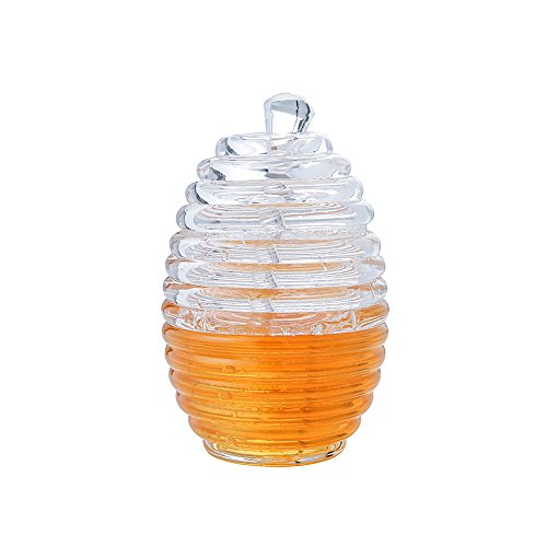 Transparent Beehive Honey Jar with stirring rod Q436