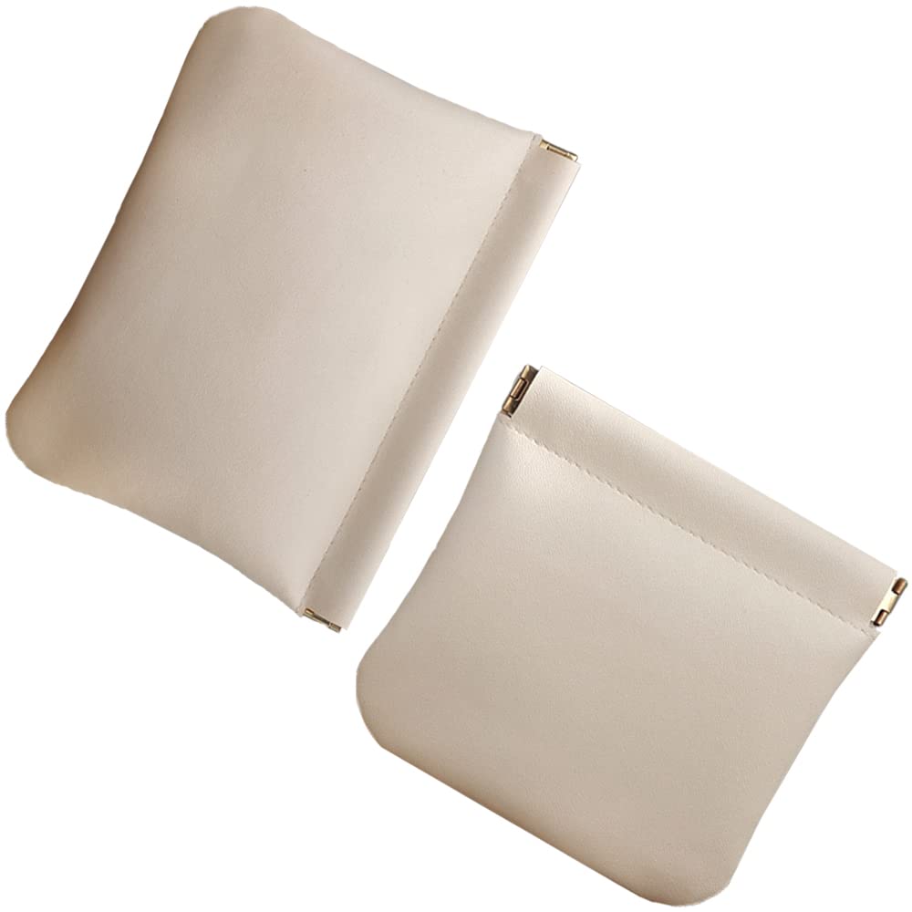 2 Pcs Pocket Cosmetic Bag Mini Makeup Bag Self Closing Makeup Bags No Zipper Pocket Makeup Bags for Cosmetics Earphones Jewelry Storage