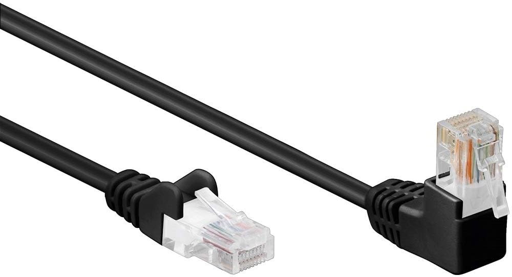 electrosmart 10m Black CAT6 Ethernet Network Cable with 90 Degree Right Angled RJ45 Connector CAT 6