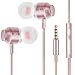 Earbuds Ear Buds Earphones Headphones Noise Isolating with Microphone and Volume Control Powerful Bass for iPhone iPod iPad Samsung HTC Tablets Laptop Mp3 Mp4 Players (Rose Gold)