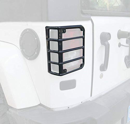 Bentolin Light Black Rear Euro Tail Light Guard Cover Protector 2007-2017 Jeep Wrangler JK Sahara Rubicon - Pair