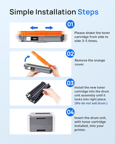 TN241 TN245 Toner Cartridges Compatible for Brother TN241 TN245 TN-241 TN-245 Toner Cartridges for HL-3140CW HL-3150CW HL-3170CW DCP-9015CDW DCP-9020CDW MFC-9330CDW (Black Cyan Magenta Yellow, 4-Pack)