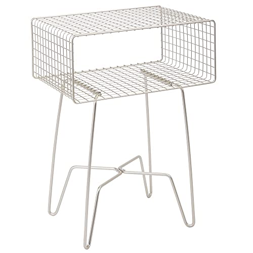 mDesign Modern Industrial Side Table with Storage Shelf, 2Tier Metal