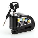 AGPTEK Alarm Disc Lock, Antitheft Waterproof Steel Brake Disk Wheel Security Lock 110db 6mm Pin for Motorcycles, Bikes and Scooters, Black
