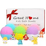 Kids Bath Bombs with Surprise Toys Inside Xmas Gift Set Bubble Bath Fizzies Safe Ingredients that Don't Stain the Tub (6PCS/SET)