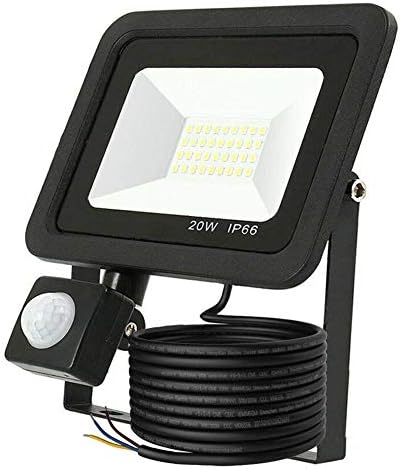 Motion Sensor Outdoor Security Light, 20W 1800lumen Super Bright LED PIR Sensor Flood Light, IP66 Waterproof Energy Saving Perfect for Garage, Garden and Forecourt [Energy Class A++] (20W)