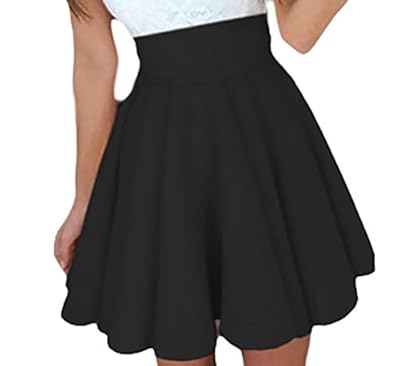 Le Seul Women’s Vogue Elastic Waist A Line Pleated Flard Skater Midi Skirts