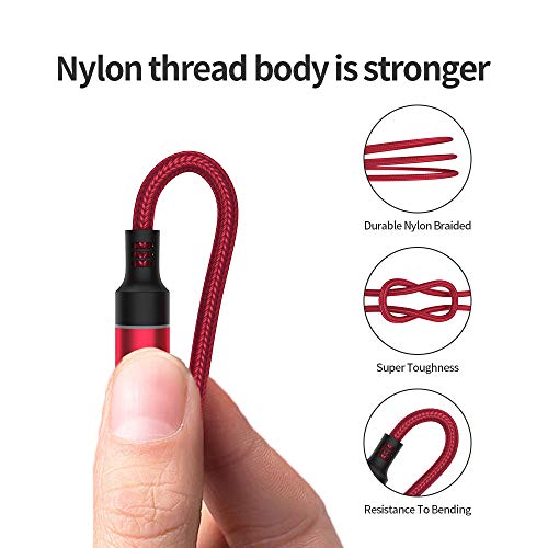3 in 1 Magnetic Charging Cable 360°Rotate Braided Cable with Compatible for iOS, USB-C and Micro USB ，Fast Charge and Date Transfer (red) - Thumbnail 5