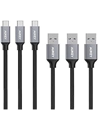 AUKEY USB Type C Cable, USB C to USB 3.0 Fast Charging Cable Braided (3ft, 3-Pack) for Samsung Galaxy Note 8 S8 S8+, LG G5 G6 V20, HTC 10 & More