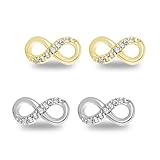 Spoil Cupid 925 Sterling Silver Cubic Zirconia Half Set Infinity Stud Earrings